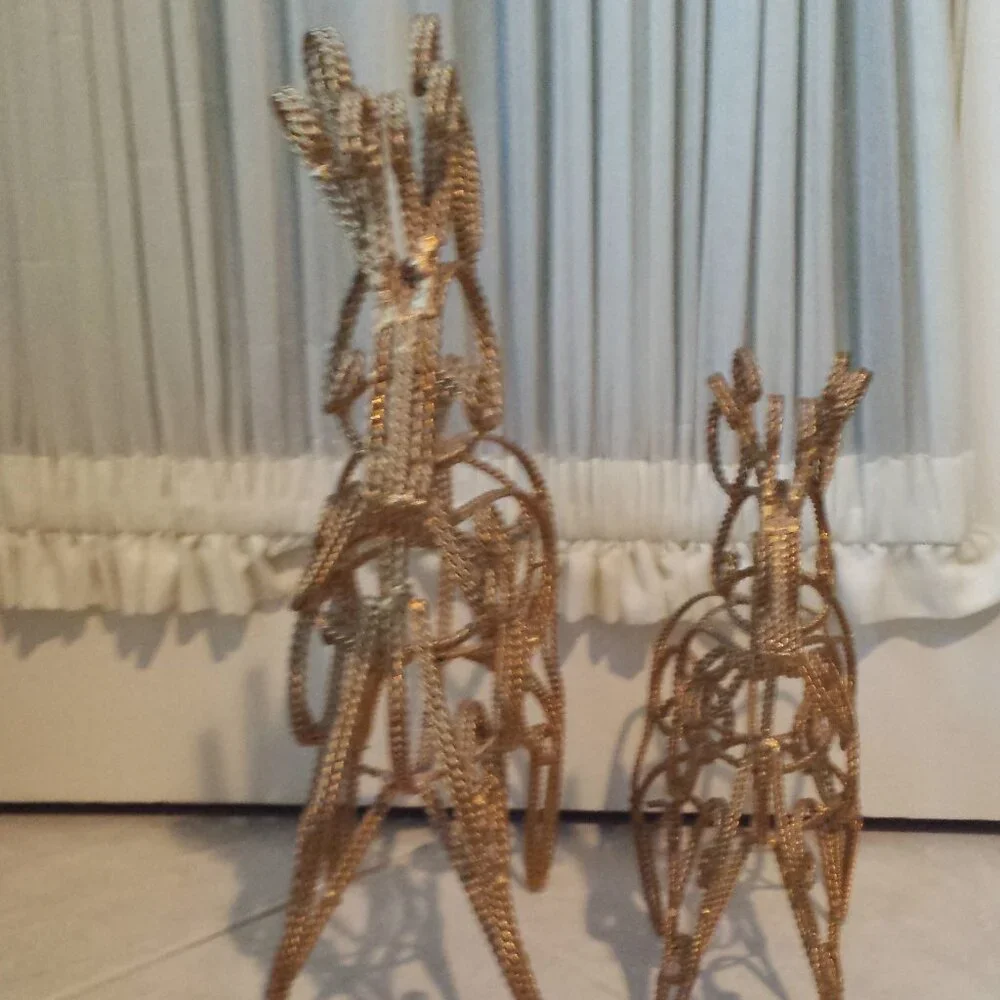 2 Gold Braided Wrought Iron Indoor Deer